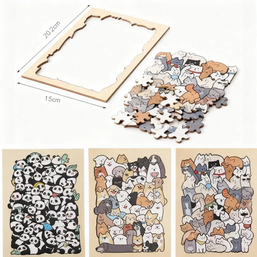 Puzzle enfant en bois sur le thème des animaux de la ferme.
